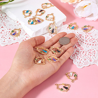 16Pcs 4 Colors Alloy Enamel Pendants ENAM-TA0002-44-1