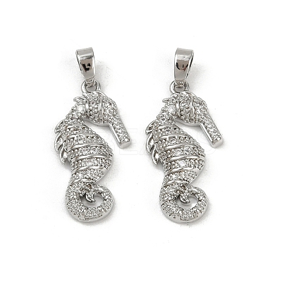 Brass Micro Pave Cubic Zirconia Pendants KK-C093-14P-1