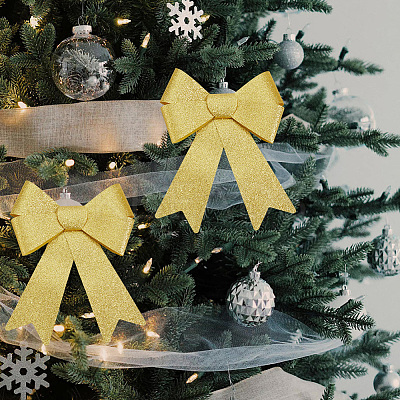 Christmas PVC Glitter Bowknot AJEW-SP0003-72B-02-1