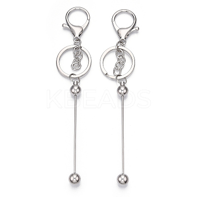 Electroplate Alloy and Brass Bar Beadable Keychain for Jewelry Making DIY Crafts DIY-YW0007-57S-1