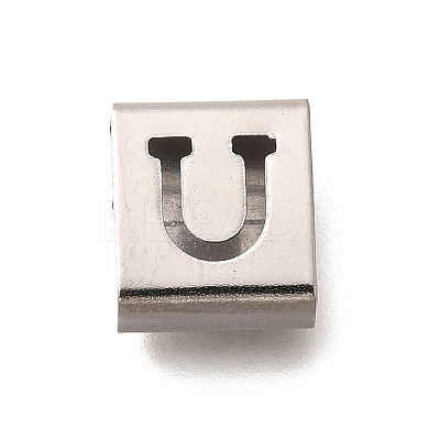Letter Style 304 Stainless Steel Square Slide Charms STAS-L132-09U-1
