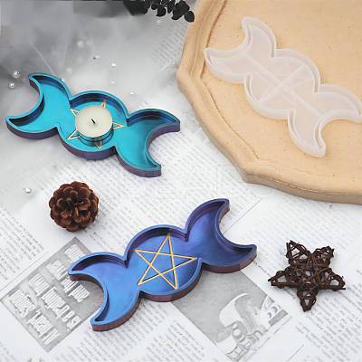 Divination Style Moon Star Tray Silicone Molds DIY-F061-01-1