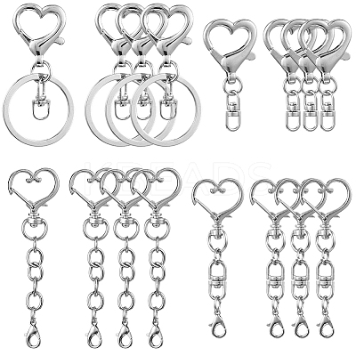 20Pcs 4 Styles Zinc Alloy Keychain Clasps FIND-SP0004-22-1