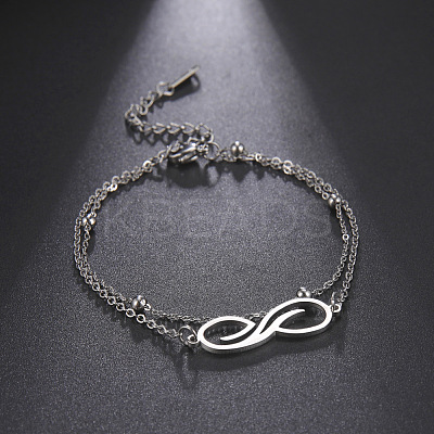 Infinity 304 Stainless Steel Double Layer Bracelets FS-WG70C3B-01-1