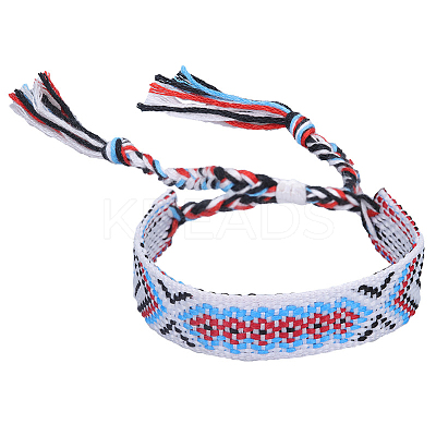 Polyester-cotton Braided Rhombus Pattern Cord Bracelet FIND-PW0013-001A-32-1