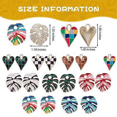 18Pcs 9 Style Rack Plating Alloy Enamel Pendants FIND-SZ0002-21-1