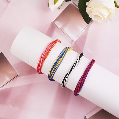 Two Tone Waxed Polyester Braided String Bracelet BJEW-SW00026-1