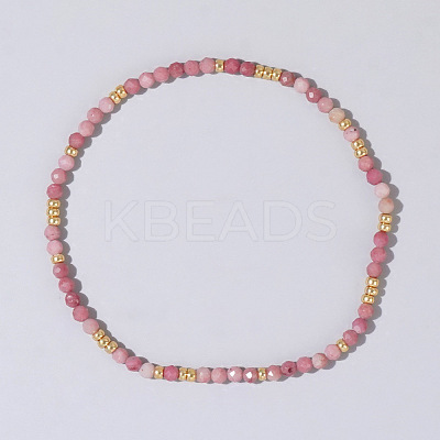 Bohemian Style Natural Rhodonite Faceted Round Beaded Stretch Bracelets for Women's Fashion Luxury Versatile BW4401-1-1