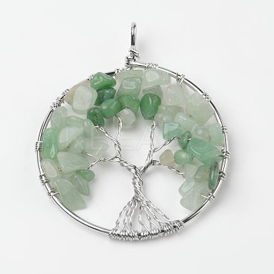 Tree of Life Natural Green Aventurine Big Pendants X-G-L455-D08-1