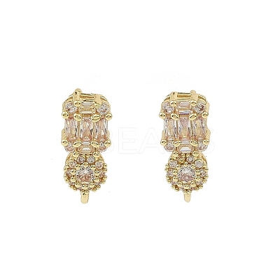 Brass Micro Pave Clear Cubic Zirconia Stud Earring Findings KK-C107-06G-1