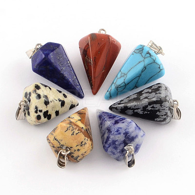 Cone/Spike/Pendulum Natural & Synthetic Mixed Stone Pendants G-R278-86-1