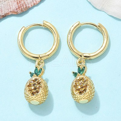 Brass Cubic Zirconia Hoop Earrings EJEW-Q015-02G-1