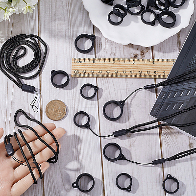 24Pcs 2 Style Silicone Rings with 12Pcs Adjustable Necklace Lanyard Anti-Lost Pendant Holder DIY-GF0008-09A-1