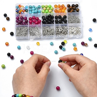 DIY Natural & Synthetic Mixed Gemstone Necklaces Dangle Earrings Making Kit DIY-YW0008-59-1
