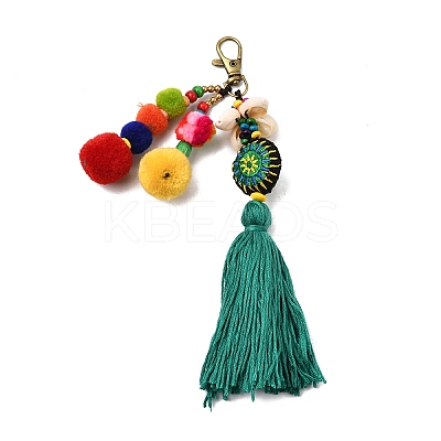 Bohemian Ethnic Style Pompom Ball Tassel Pendant Decorations FIND-WH0150-42-1
