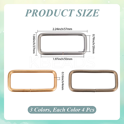 12Pcs 3 Colors Iron Bag Accessories FIND-CY0001-50-1