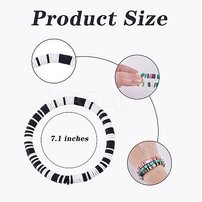 Handmade Polymer Clay Heishi Surfer Stretch Bracelets Set BJEW-SW00099-07-1