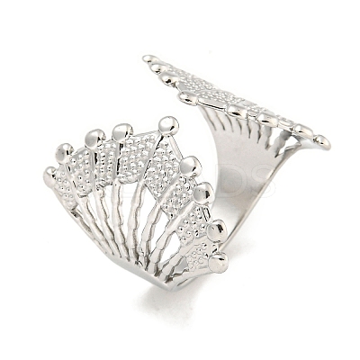 Non-Tarnish 304 Stainless Steel Fan Shape Open Cuff Ring for Women RJEW-A043-18P-1