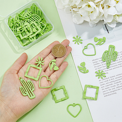 50Pcs 5 Style Spray Painted Alloy Pendants FIND-DC0003-36-1