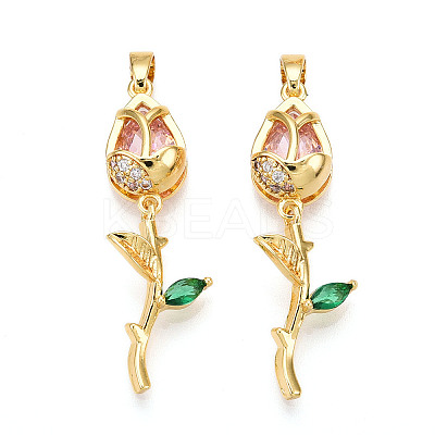 Brass Micro Pave Cubic Zirconia Pendants KK-N254-221G-1