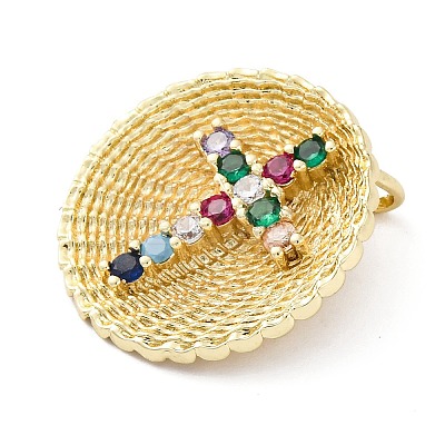 Brass Micro Pave Cubic Zirconia Pendants KK-S510-34G-02-1