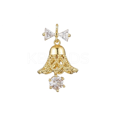 Rack Plating Brass with Cubic Zirconia Pendants KK-Q010-08G-1