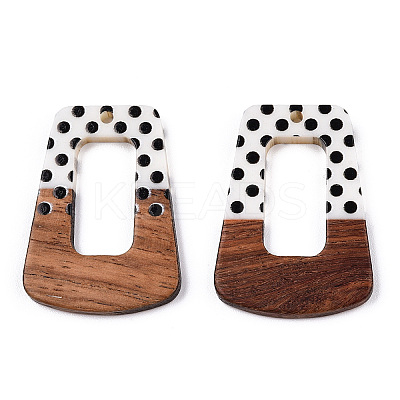 Printed Opaque Resin & Walnut Wood Pendants RESI-TAC0017-64-1