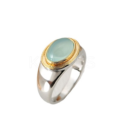 Oval Brass Cat Eye Finger Rings FS-WGC727D-04-1