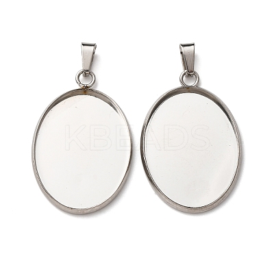 304 Stainless Steel Pendant Cabochon Settings STAS-D379-03C-P-1