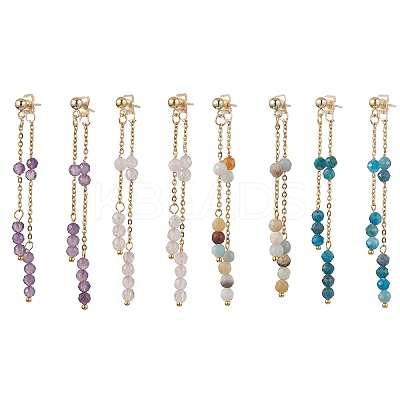 Natural Mixed Stone Ear Studs EJEW-JE05945-1