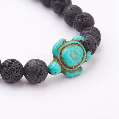 Lava Rock Beaded Stretch Bracelets BJEW-JB03036-02-1