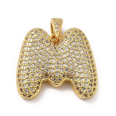 Brass Micro Pave Cubic Zirconia Pendants KK-E061-03G-13-1