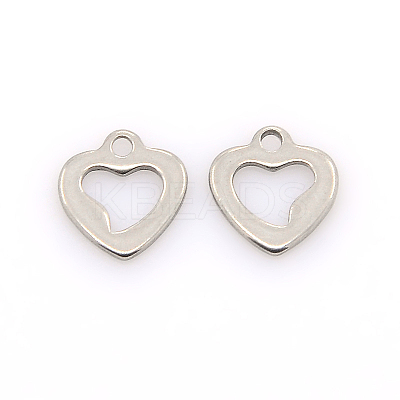 Tarnish Resistant 304 Stainless Steel Open Heart Charms STAS-J014-02-1