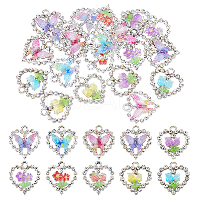 20Pcs 10 Styles Alloy Glass Pendants DIY-HS0002-04-1