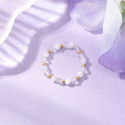 Natural Moonstone Beaded Stretch Rings RJEW-JR00867-08-1