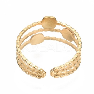 304 Stainless Steel Square Open Cuff Ring with Enamel X-RJEW-T023-52G-1