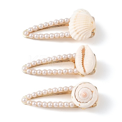 3Pcs 3 Styles Natural Shell Alligator Hair Clips PHAR-TA000012-1