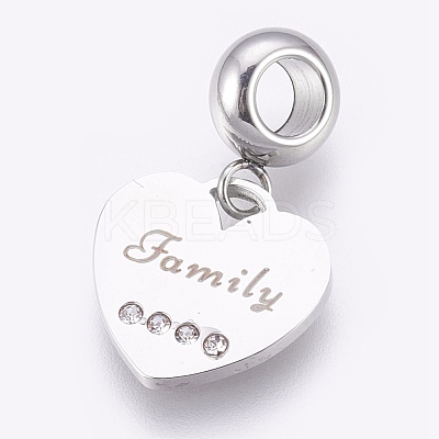 304 Stainless Steel European Dangle Charms STAS-O097-09P-1
