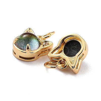 Brass Cubic Zirconia Charms ZIRC-H122-05G-1