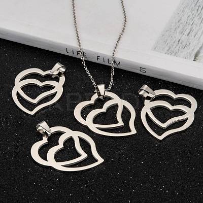 Tarnish Resistant Heart to Heart 201 Stainless Steel Pendants STAS-I032-122-1