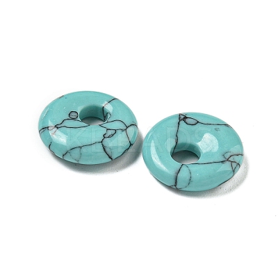 Synthetic Turquoise Donut/Pi Disc Charms G-G142-02O-1
