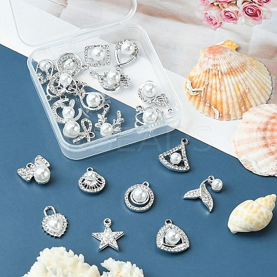 20Pcs 20 Style Alloy Crystal Rhinestone Pendants ALRI-YW0001-14-1