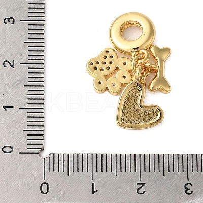 Rack Plating Brass Micro Pave Clear Cubic Zirconia European Dangle Charms KK-P279-30G-1