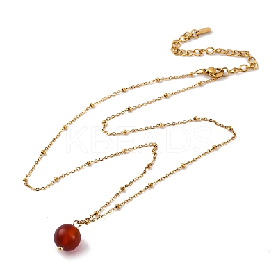 Natural Carnelian(Dyed & Heated) Round Pendant Necklaces NJEW-U026-20G-1