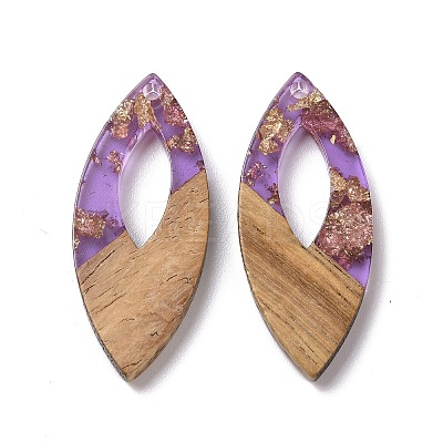 Transparent Resin & Walnut Wood Pendants RESI-N025-047A-03-1