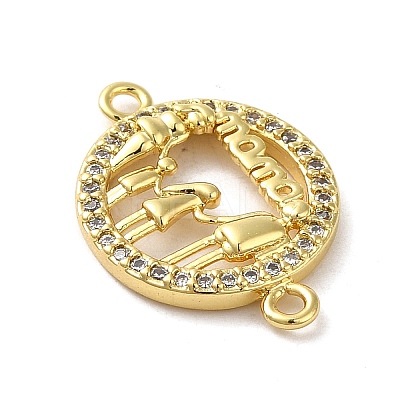 Brass Micro Pave Clear Cubic Zirconia Mama Connector Charms FIND-Z041-12C-1