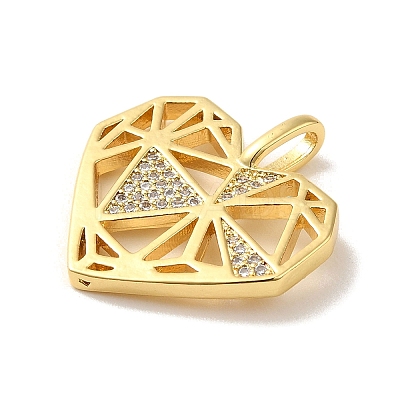 Rack Plating Brass Micro Pave Clear Cubic Zirconia Pendants KK-C047-14G-1