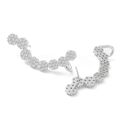 Rack Plating Brass Cubic Zirconia Stud Earrings EJEW-K245-05P-1