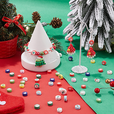 Christmas Theme 300Pcs Handmade Polymer Clay Beads CLAY-SP0001-01B-1