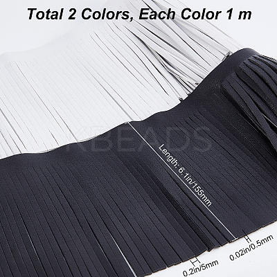 2M 2 Colors Faux Leather Fringe Trimmings DIY-GF0006-33-1